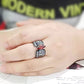 MATK3776 - IP Black (Ion Plating) Stainless Steel Ring with AAA Grade CZ in Garnet