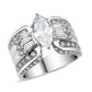 MATK3777 - High polished (no plating) Stainless Steel Ring with AAA Grade CZ in Clear