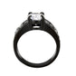 MATK3778 - IP Black (Ion Plating) Stainless Steel Ring with AAA Grade CZ in Clear