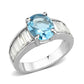 MATK3779 - High polished (no plating) Stainless Steel Ring with Synthetic in SeaBlue