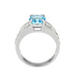 MATK3779 - High polished (no plating) Stainless Steel Ring with Synthetic in SeaBlue