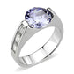 MATK3780 - High polished (no plating) Stainless Steel Ring with AAA Grade CZ in LightAmethyst