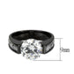MATK3781 - IP Black (Ion Plating) Stainless Steel Ring with AAA Grade CZ in Clear