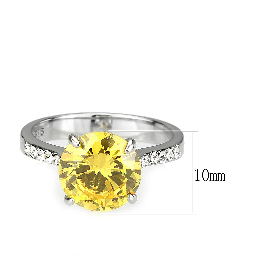 MATK3783 - High polished (no plating) Stainless Steel Ring with AAA Grade CZ in Topaz