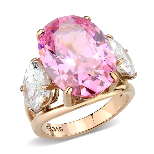 MATK3789 - IP Rose Gold(Ion Plating) Stainless Steel Ring with AAA Grade CZ in Rose