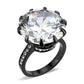 MATK3793 - IP Black (Ion Plating) Stainless Steel Ring with AAA Grade CZ in Clear