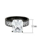 MATK3795 - IP Black (Ion Plating) Stainless Steel Ring with AAA Grade CZ in Clear