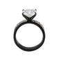 MATK3795 - IP Black (Ion Plating) Stainless Steel Ring with AAA Grade CZ in Clear