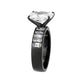 MATK3795 - IP Black (Ion Plating) Stainless Steel Ring with AAA Grade CZ in Clear