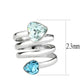 MATK3806 - High polished (no plating) Stainless Steel Ring with Top Grade Crystal in SeaBlue
