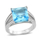 MATK3807 - High polished (no plating) Stainless Steel Ring with Synthetic in SeaBlue