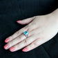 MATK3807 - High polished (no plating) Stainless Steel Ring with Synthetic in SeaBlue