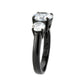 MATK3809 - IP Black (Ion Plating) Stainless Steel Ring with AAA Grade CZ in Clear
