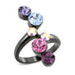 MATK3810 - IP Black (Ion Plating) Stainless Steel Ring with Top Grade Crystal in MultiColor