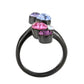 MATK3810 - IP Black (Ion Plating) Stainless Steel Ring with Top Grade Crystal in MultiColor