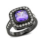 MATK3811 - IP Black (Ion Plating) Stainless Steel Ring with AAA Grade CZ in Amethyst