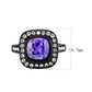 MATK3811 - IP Black (Ion Plating) Stainless Steel Ring with AAA Grade CZ in Amethyst