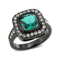MATK3812 - IP Black (Ion Plating) Stainless Steel Ring with Synthetic in Blue Zircon