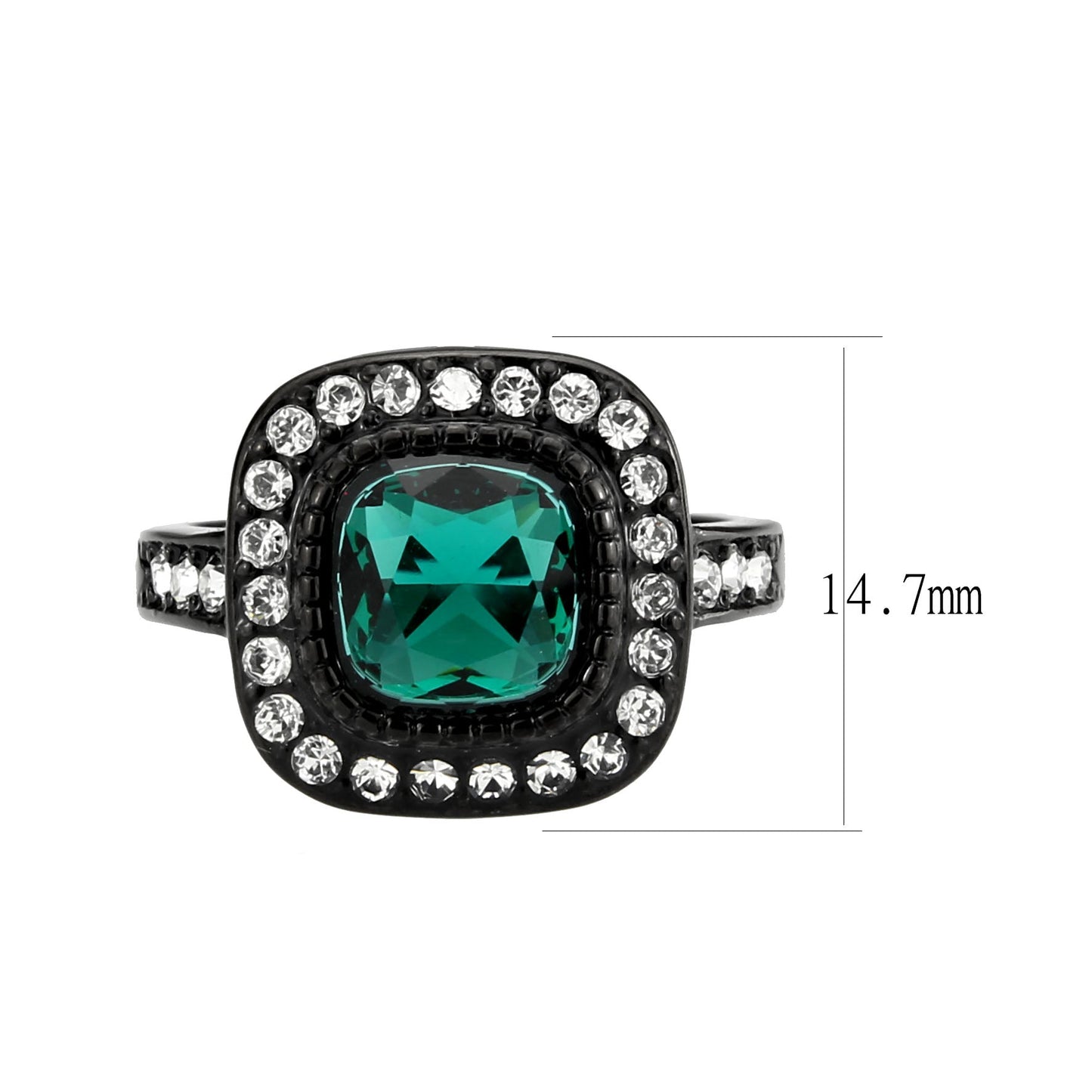 MATK3812 - IP Black (Ion Plating) Stainless Steel Ring with Synthetic in Blue Zircon