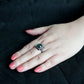 MATK3812 - IP Black (Ion Plating) Stainless Steel Ring with Synthetic in Blue Zircon