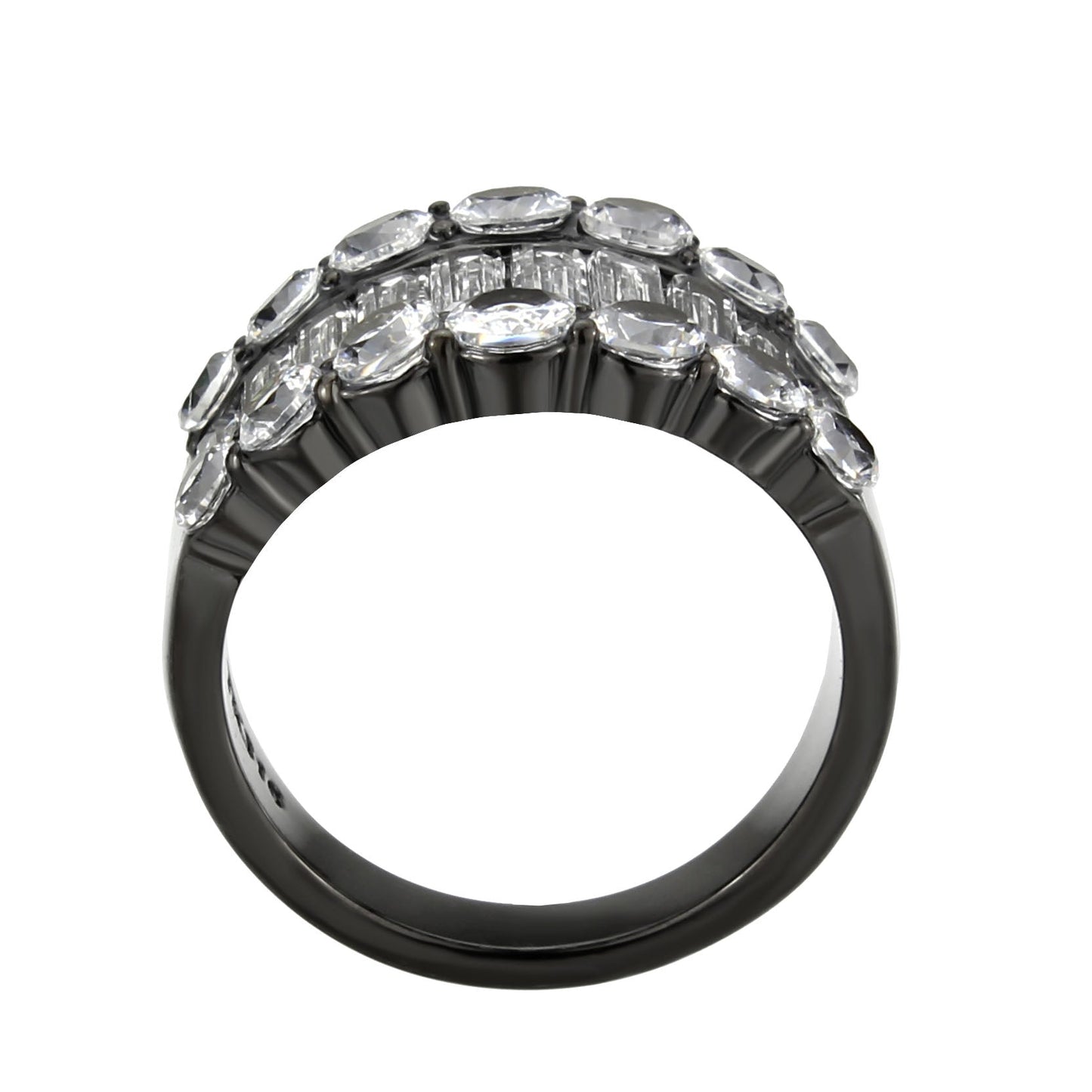 MATK3813 - IP Black (Ion Plating) Stainless Steel Ring with AAA Grade CZ in Clear