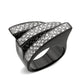 MATK3814 - Two Tone IP Black (Ion Plating) Stainless Steel Ring with Top Grade Crystal in Clear