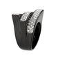 MATK3814 - Two Tone IP Black (Ion Plating) Stainless Steel Ring with Top Grade Crystal in Clear