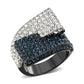MATK3815 - Two Tone IP Black (Ion Plating) Stainless Steel Ring with Top Grade Crystal in MultiColor