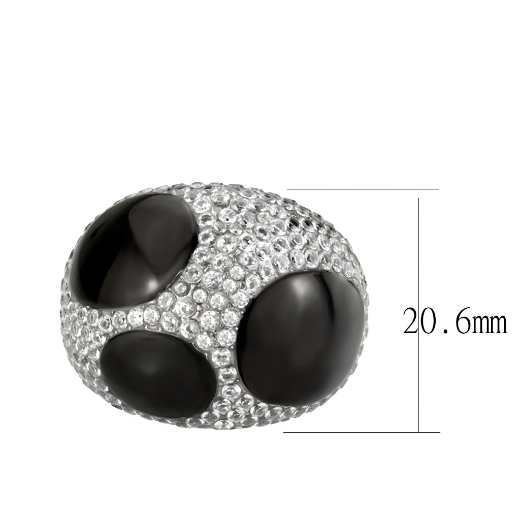 MATK3818 - Two Tone IP Black (Ion Plating) Stainless Steel Ring with AAA Grade CZ in Clear