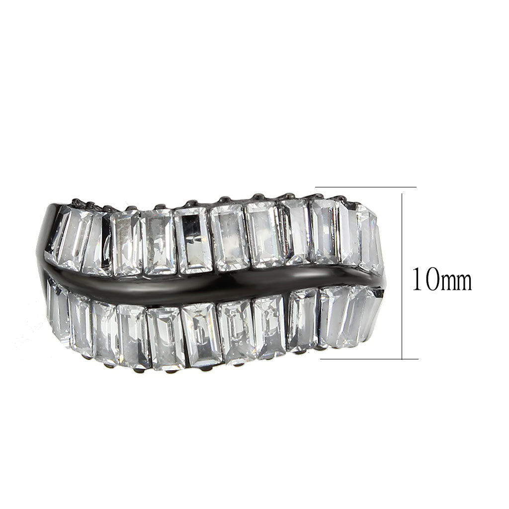 MATK3819 - IP Black (Ion Plating) Stainless Steel Ring with AAA Grade CZ in Clear