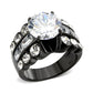 MATK3820 - IP Black (Ion Plating) Stainless Steel Ring with AAA Grade CZ in Clear