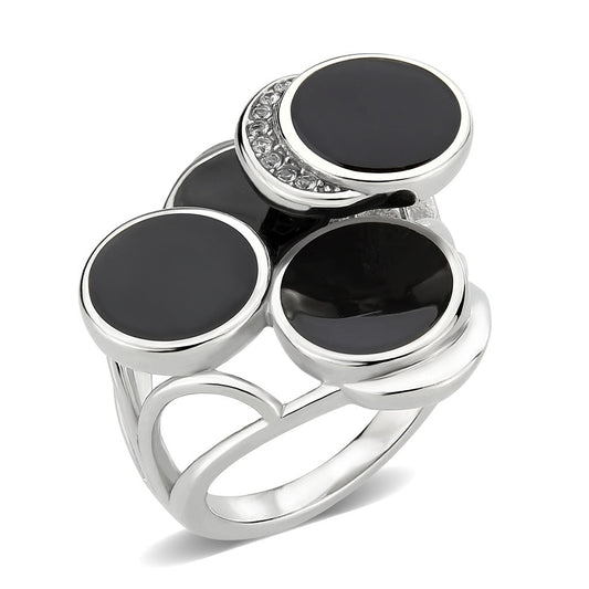 MATK3821 - High polished (no plating) Stainless Steel Ring with AAA Grade CZ in Clear