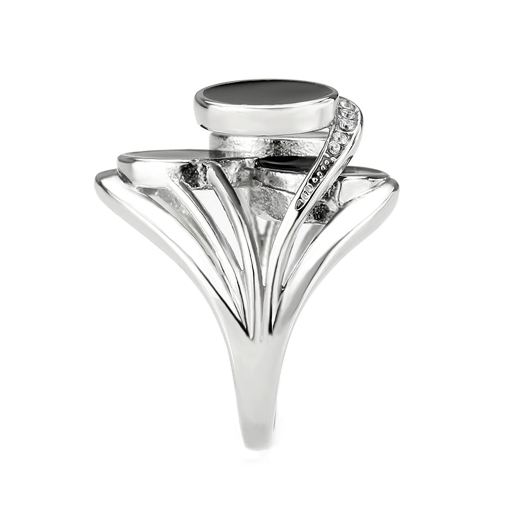 MATK3821 - High polished (no plating) Stainless Steel Ring with AAA Grade CZ in Clear