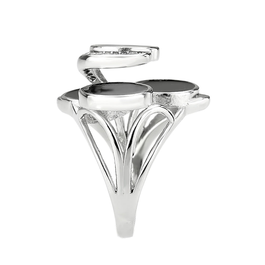 MATK3821 - High polished (no plating) Stainless Steel Ring with AAA Grade CZ in Clear