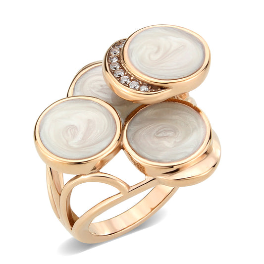 MATK3822 - IP Rose Gold(Ion Plating) Stainless Steel Ring with AAA Grade CZ in Clear