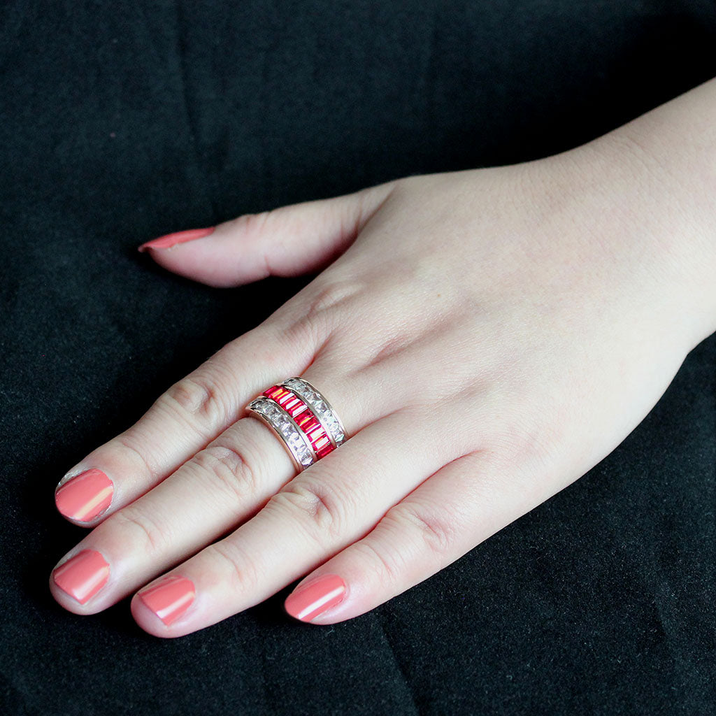 MATK3823 - IP Rose Gold(Ion Plating) Stainless Steel Ring with Top Grade Crystal in Red Series