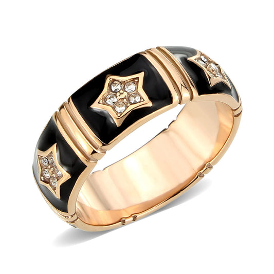 MATK3826 - IP Rose Gold(Ion Plating) Stainless Steel Ring with Top Grade Crystal in Clear