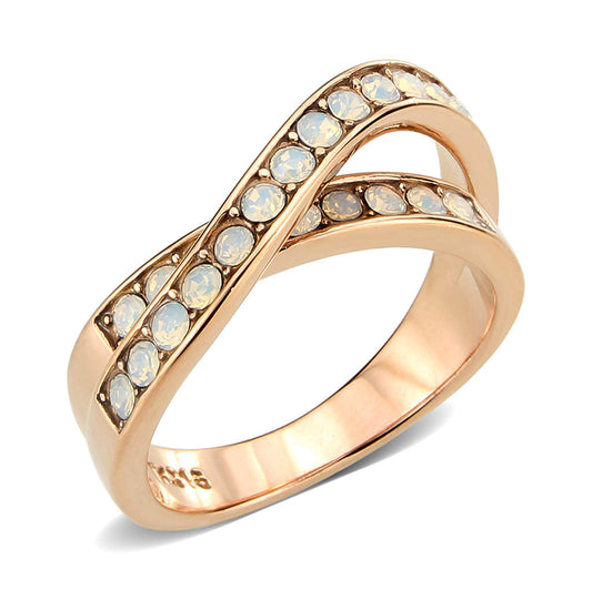 MATK3828 - IP Rose Gold(Ion Plating) Stainless Steel Ring with Top Grade Crystal in Fireopal