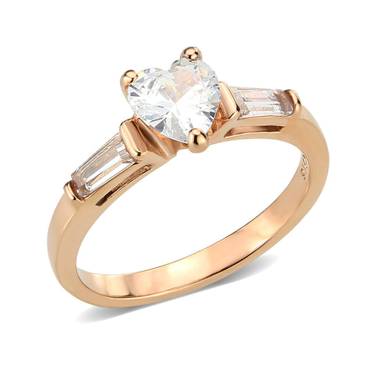 MATK3829 - IP Rose Gold(Ion Plating) Stainless Steel Ring with AAA Grade CZ in Clear