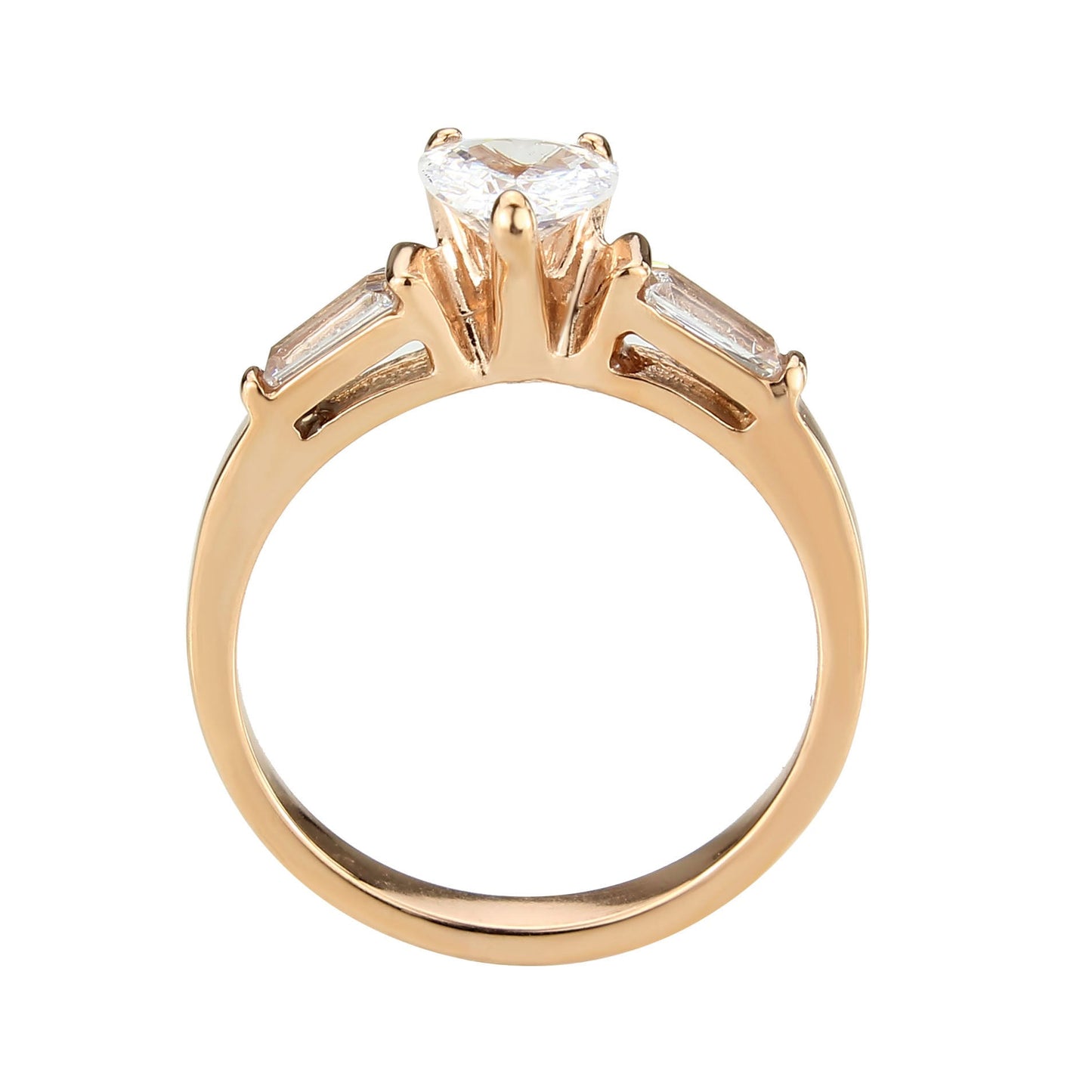 MATK3829 - IP Rose Gold(Ion Plating) Stainless Steel Ring with AAA Grade CZ in Clear