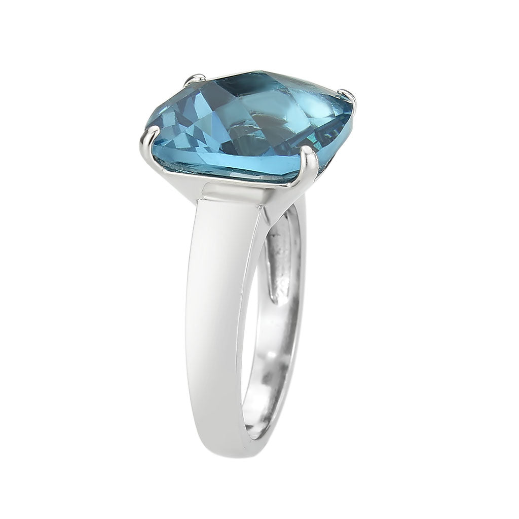 MATK3830 - High polished (no plating) Stainless Steel Ring with Synthetic in SeaBlue