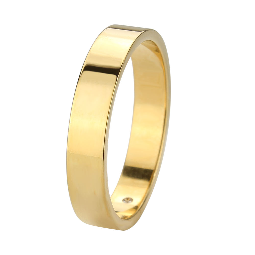 MATK3832 - IP Gold Stainless Steel Ring with Top Grade Crystal in Clear