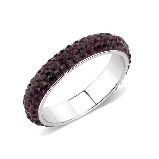 MATK3837 - High polished (no plating) Stainless Steel Ring with Top Grade Crystal  in Amethyst(204)