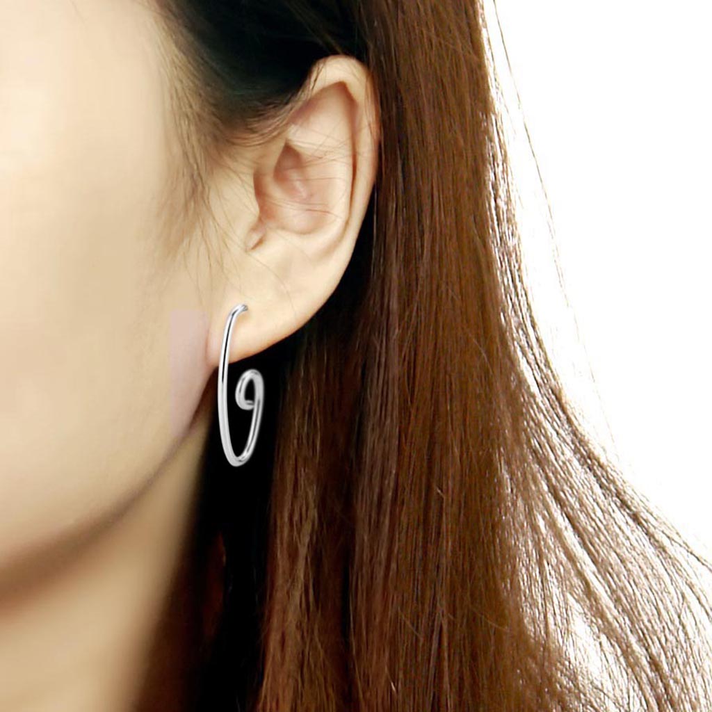 MATK3843 - High Polished Minimalist Stainless Steel Earrings
