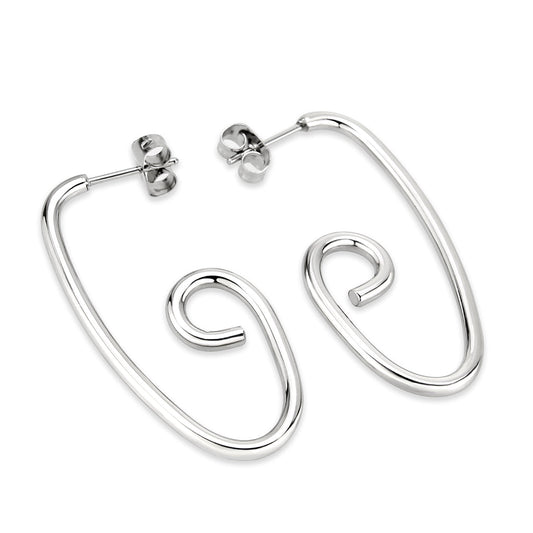 MATK3843 - High Polished Minimalist Stainless Steel Earrings