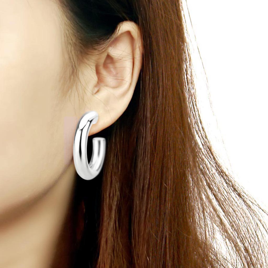MATK3844 - High Polished Minimalist Stainless Steel Earrings