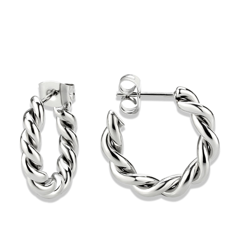MATK3845 - High Polished Minimalist Stainless Steel Earrings