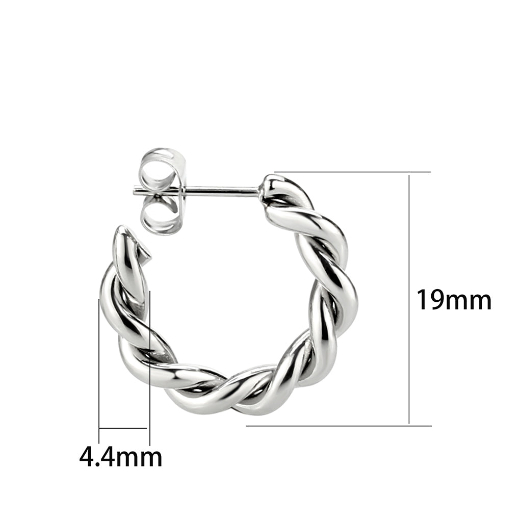 MATK3845 - High Polished Minimalist Stainless Steel Earrings