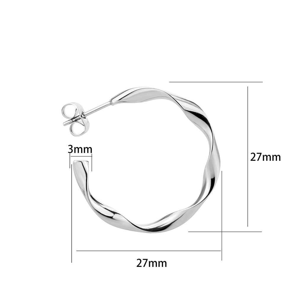 MATK3850 - High Polished Minimalist Stainless Steel Earrings