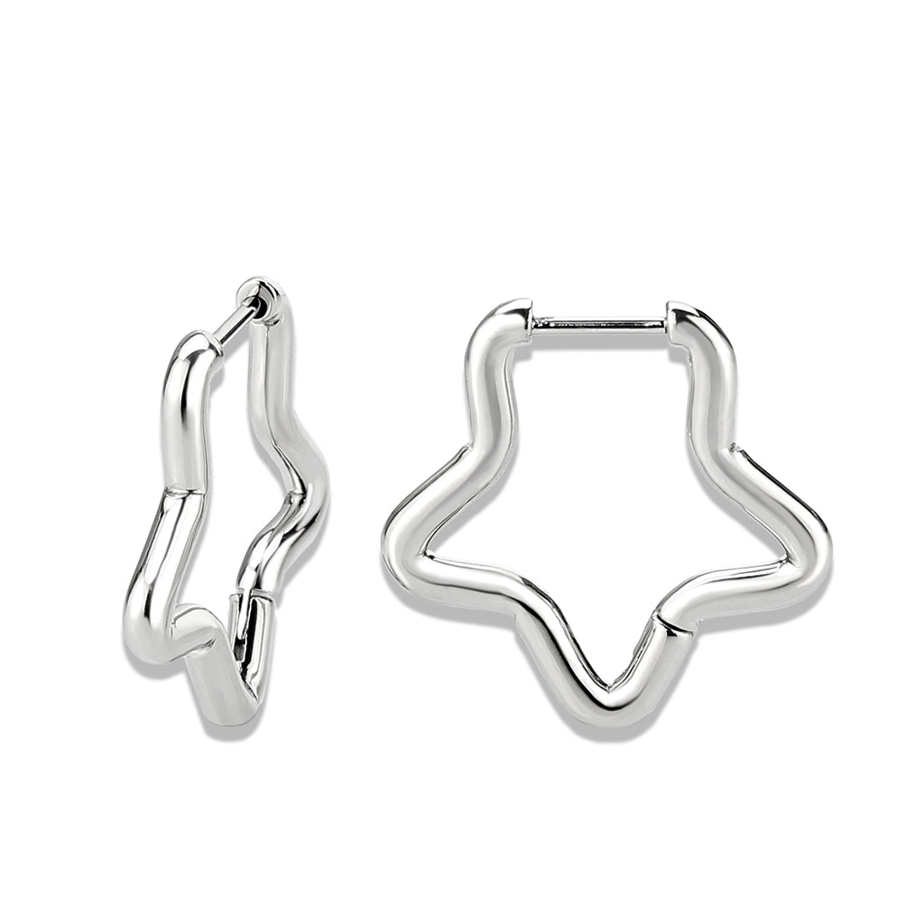 MATK3851 - High Polished Minimalist Stainless Steel Earrings